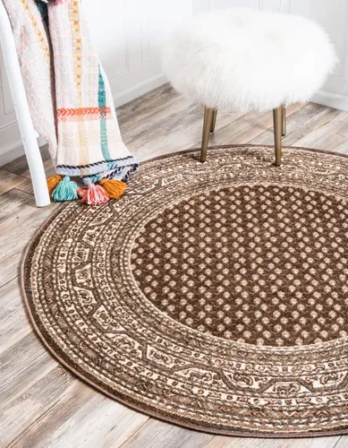 Vista 21 de Unique Loom Williamsburg Collection - Alfombra tradicional con borde central de puntos, alfombra de pasillo de 2 pies 9 pulgadas x 9 pies 10 Beige