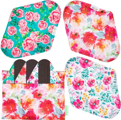 Vista 8 de wegreeco Almohadillas menstruales reutilizables de carbón – Almohadillas sanitarias reutilizables Forros de bragas reutilizables Almohadilla