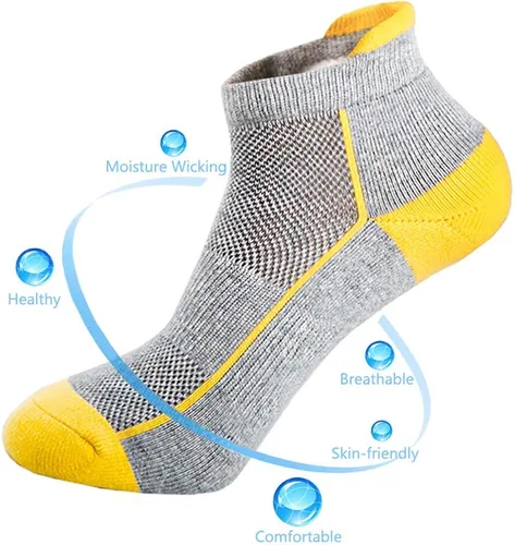 Vista 5 de J.WMEET Mens Low Cut Ankle Athletic Socks Cotton Mesh Cushioned Running Ventilation Sports Tab Socks