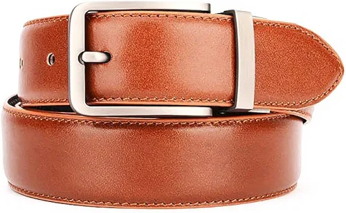 Vista 6 de thuizen Cinturón reversible de cuero genuino hecho a mano para hombre, color marrón