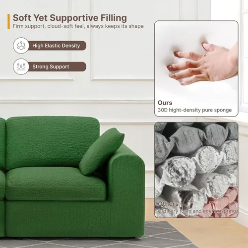 Vista 3 de KISLOT Sofá de nube sin hueso de 108 pulgadas, seccional, no requiere montaje, sofá modular con asiento profundo para sala de estar, sofá