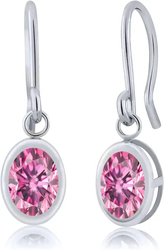Vista 113 de Gem Stone King Aretes colgantes de plata de ley 925 de 0.276 x 0.197 in con piedra natal ovalada de alambre francés para mujer