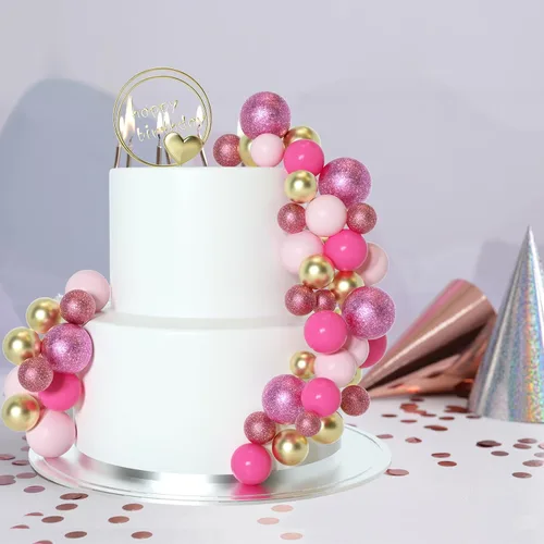 Vista 8 de ASTARON 110 piezas de decoración de pastel de bola, mini globos, bolas de espuma, palitos de espuma, para decoración de tartas, bolas de decoración