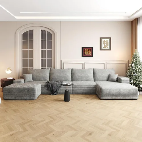 Vista 49 de AUGOP Sofá modular moderno de 96 pulgadas para sala de estar, sofá modular con sofás en forma de L, sofá tapizado sin hueso, sofá seccional con Negro