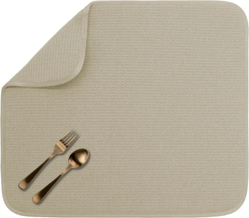 Vista 22 de S&T INC. Tapete de microfibra para secado de platos, reversible y absorbente para cocina, de 16 x 18 pulgadas, color negro