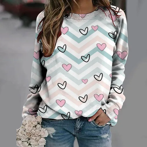 Vista 43 de Sudadera de manga larga con estampado de leopardo y corazón para mujer, para el día de San Valentín, sin botones, para niñas, regalos