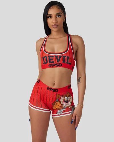 Vista 8 de PSD Looney Tunes - Brasier deportivo para mujer con espalda cruzada con tela de microfibra transpirable