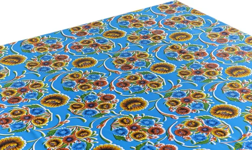 Vista 20 de Alux - Mantel de plástico con flores de hibisco para patios, picnic y mesas de cocina, azul y rojo, vinilo de plástico, mantel de plástico
