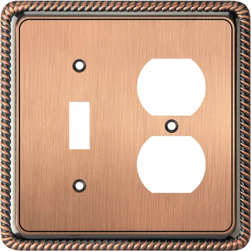 Vista 10 de Henne Bery Rope Edge - Placa decorativa de pared para interruptor (placa lisa, 2 unidades, bronce antiguo)