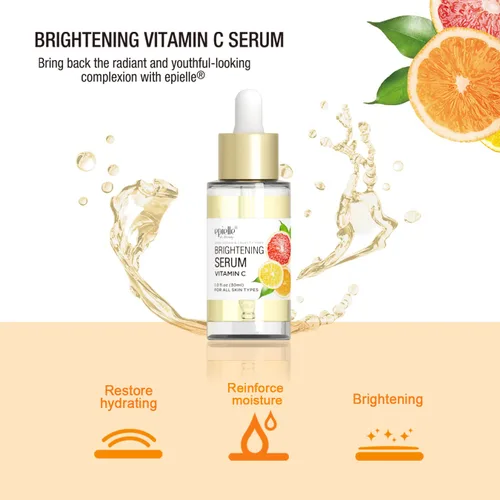 Vista 2 de Epielle Suero de vitamina C con colágeno y ácido hialurónico, restaura la hidratación y reduce las manchas oscuras, vegano y libre de crueldad