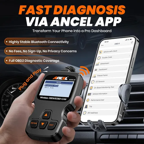 Vista 3 de ANCEL AD310BT Escáner OBD2 Bluetooth (Actualizado) - Lector de códigos del motor, escáner automotriz con aplicación premium para iOS y Android