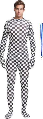 Vista 23 de Overol completo Full Bodysuit con ayudante de cremallera, unisex, para adultos, sin capucha, de Spandex elástico, traje Zentai de cuerpo entero Negro