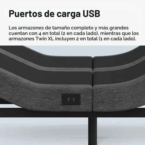 Vista 7 de Adjustable Comfort - Base de cama ajustable tapizada y cómoda 2.0 con motores mejorados, masaje, control remoto inalámbrico, puerto USB