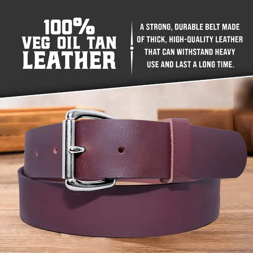 Vista 3 de Cinturón de cuero genuino de grano completo para hombre, hecho a mano por Amish-Heavy Duty Mens Belt 1.5 Wide 914 Oz-Made in USA