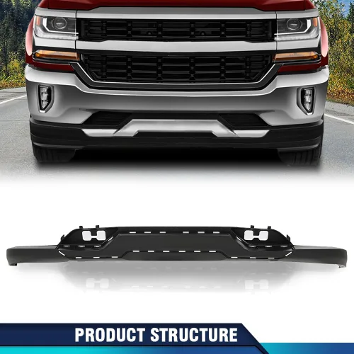 Vista 9 de PIT66 Cenefa de parachoques delantero texturizada con agujeros de gancho de remolque compatible con Chevy Silverado 1500 2016-2018/Silverado 1500 LD