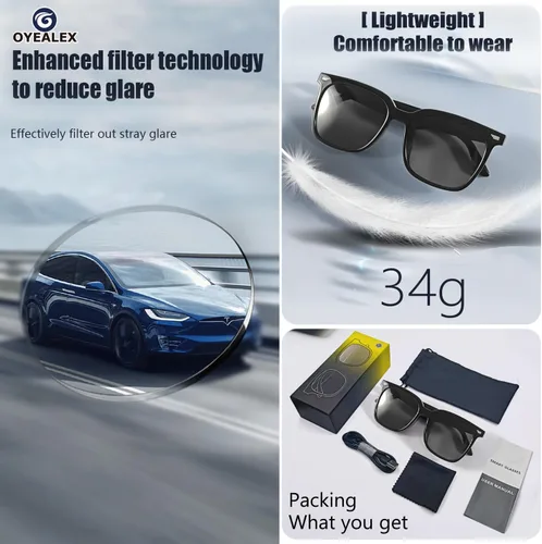 Vista 5 de Gafas inteligentes con altavoz Bluetooth, gafas de audio inteligentes de oído abierto, gafas inteligentes para exteriores para hombres y mujeres