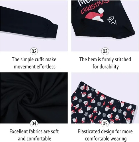 Vista 7 de ELUTONG Pijamas de Navidad para mujeres, hombres y parejas, conjunto de pijama de manga larga a juego de satén suave, ropa de dormir S-XXL