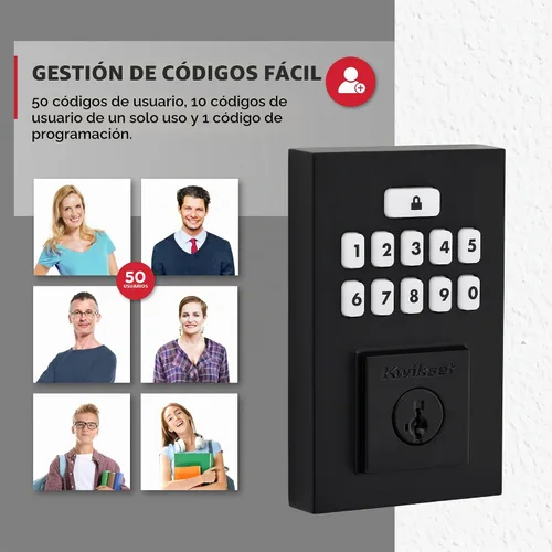 Vista 7 de Kwikset SmartCode 260 - Cerradura de puerta con teclado electrónico sin llave con entrada automática, códigos de usuario personalizados, seguridad