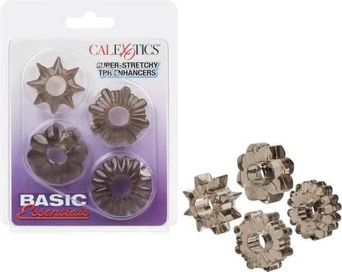 Vista 8 de California Exotic Novelties Basic Essentials - Potenciadores de Tpr súper elásticos, transparente