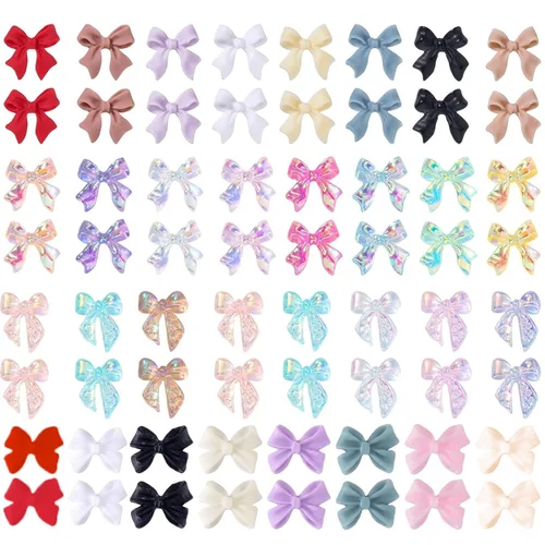 Vista 8 de COOSLIM 110 dijes de uñas 3D para uñas acrílicas, flor de camelia, rosa, mariposa, lazo, corazón, oso, conejo, estrella, para diseños de uñas