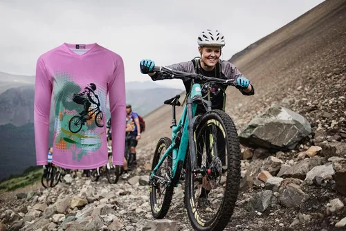 Vista 2 de Camiseta de manga larga MTB para mujer, camiseta de motocross de montaña, motocross, ciclismo, BMX, motocicleta, pesca, carreras