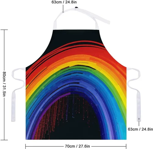 Vista 2 de Personalized Rainbow Adult Apron, Kitchen Cooking Aprons for Woman Man, Adjustable Bib Apron with Pocket for Baking, BBQ Crafting Outdoors, Dining