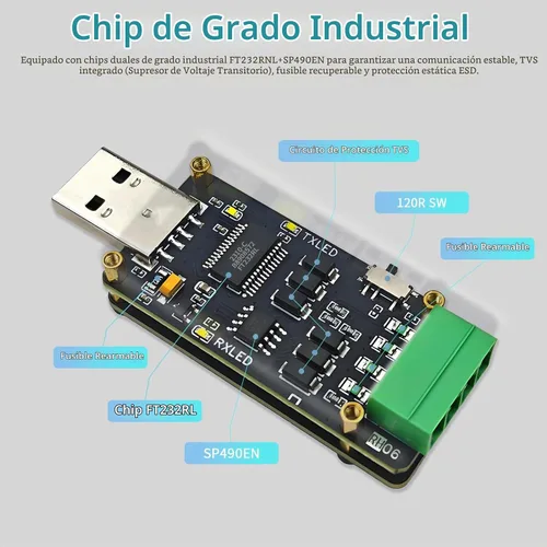 Vista 3 de Adaptador convertidor USB a RS485 RS422
