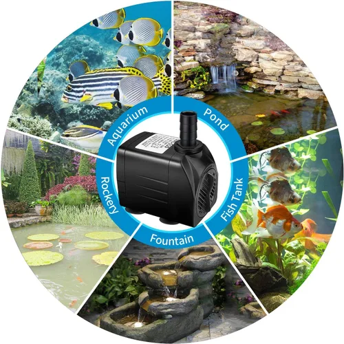 Vista 7 de Jhua Bomba de fuente de agua sumergible de 300 GPH (1100 L/H, 21 W), bombas de fuente ultra silenciosas sumergibles para exteriores con cable