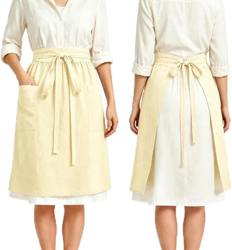 Vista 11 de Linen Pioneer - Delantal de cintura para mujer con bolsillos Beige