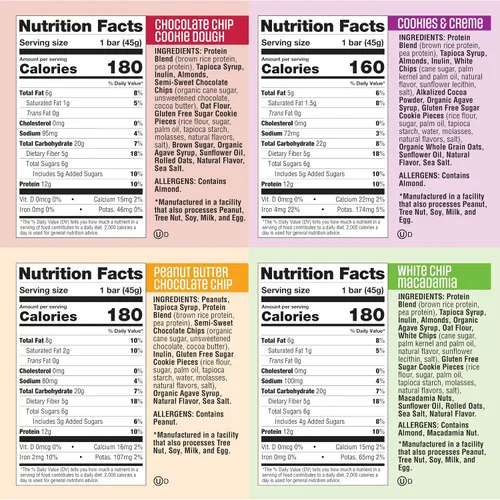 Vista 2 de Lenny & Larry’s Paquete de Variedad de Barras de Proteínas con Sabor a Galleta – 4 Sabores – 8 x 45 g de Barras de Proteínas Veganas – Snacks Altos