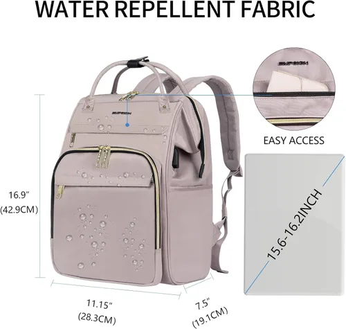 Vista 2 de EMPSIGN - Mochila para laptop de 15.6 pulgadas para mujeres, bolsa de viaje para computadora, negocios y trabajo, repelente al agua, mochila casual
