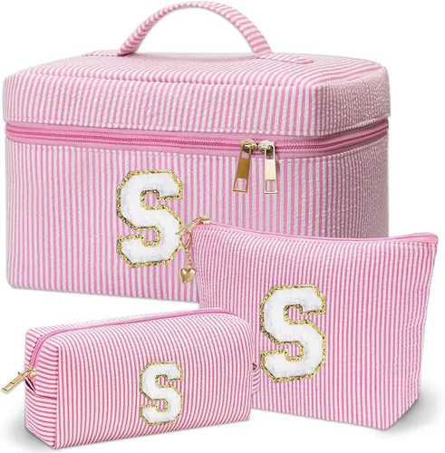Vista 21 de Bolsa de maquillaje Adoryoung 3 piezas rosa+azul, Azul, A