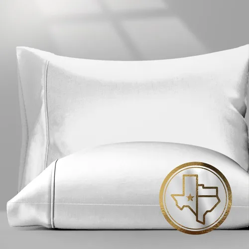 Vista 35 de TEXAS LINEN CO. Juego de 2 fundas de almohada 100% de algodón egipcio, tamaño estándar/Queen, fundas de almohada de lujo de alta serie color beige