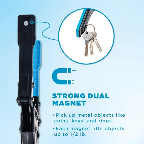 Vista 6 de Herramienta de agarre plegable negro de 36 pulgadas para personas mayores, agarrador azul con imanes, artículos de recuperación de cirugía perfecta