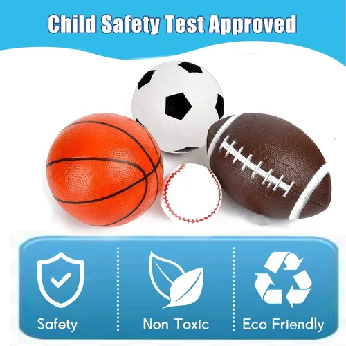 Vista 8 de Juego de mini pelotas deportivas para niños pequeños, mini pelotas de baloncesto de PVC de 5 pulgadas, fútbol pequeño de 5 pulgadas, juego