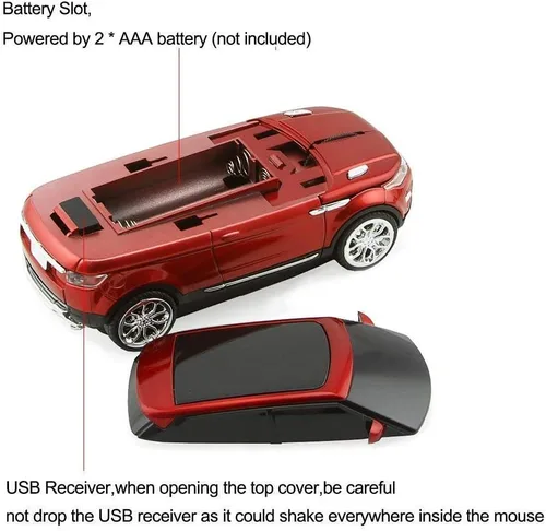 Vista 3 de CHUYI Cool Sports - Ratón óptico inalámbrico en forma de coche 3D para viajes de negocios, oficina, hogar, escuela, regalo (1 verde, 1 rojo)
