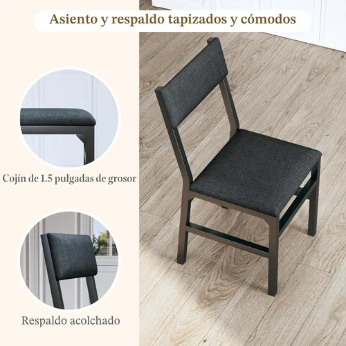 Vista 7 de Juego de mesa de comedor de 7 piezas para 4-6, sillas extensibles para mesa de cocina, juego de 6 con 6 sillas, mesa de comedor rectangular con Negro