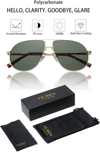 Vista 4 de OUWEN Lentes de sol retro de gran tamaño para hombre, estilo vintage de los años 60, protección UV, lentes de sol para hombre OUWEN2230
