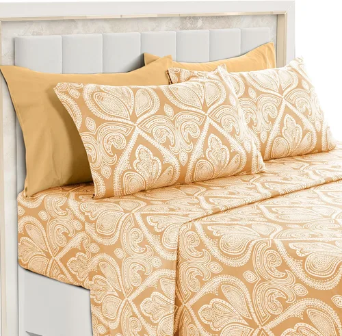 Vista 15 de LDC LUX Décor Colección - Juego de sábanas para cama de tamaño individual con estampado de cachemira – 4 piezas de sábanas de microfibra ultra