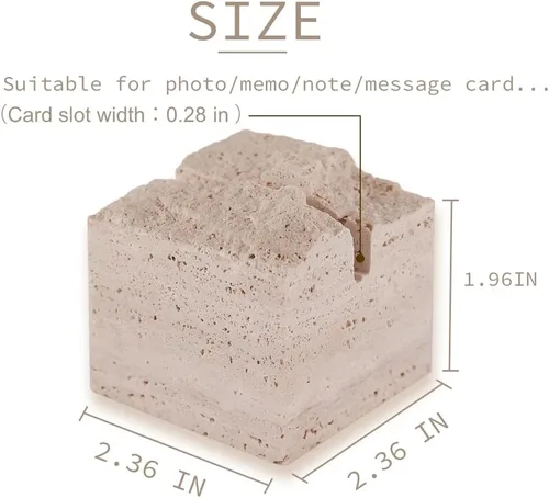 Vista 2 de JIMEI Tarjetero de lugar de travertino natural, letreros de mesa de boda pulidos hechos a mano, soporte de notas multiusos para tarjetas