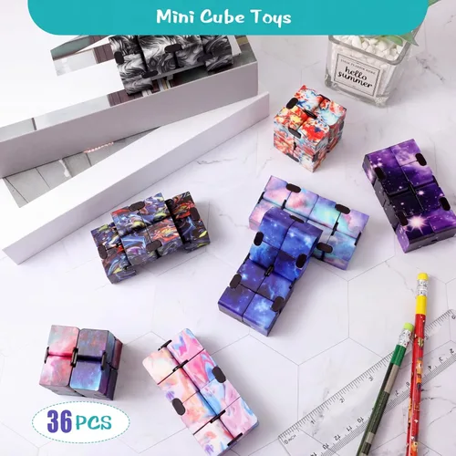Vista 4 de Chivao 48 piezas de cubo infinito juguete sensorial cubo infinito Fidget juguete para aliviar el estrés de mano infinito volteando escritorio