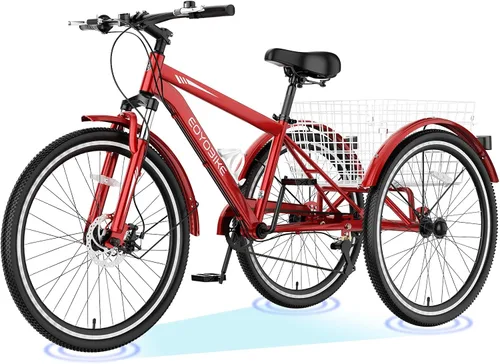 Vista 14 de ABORON Triciclo para adultos, bicicleta de 3 ruedas para adultos, triciclo para adultos, llantas de doble pared, triciclo para mujeres y hombres