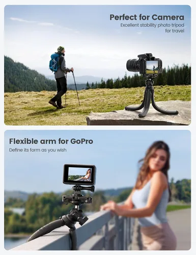 Vista 6 de Trípode Lamicall para Cámara - Trípode Flexible 3 en 1 para iPhone con Control Remoto Inalámbrico - Soporte de Trípode para iPhone para Grabación