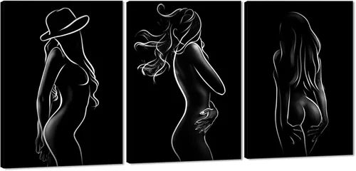Vista 58 de Novatique 3 piezas de arte de pared sexy en blanco y negro para parejas desnudas, decoración de pared abstracta de amor para mujeres y hombres, arte