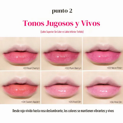 Vista 5 de ETUDE Dear Darling Oil Tint, #3 Neon Pink, Aceite hidratante para labios Rosa neón