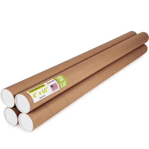 Vista 17 de Tubo de cartón reforzado de 2 x 18 pulgadas, paquete de 4 tubos con 8 tapas, seguro aprobado por USPS, ideal para envío y almacenamiento