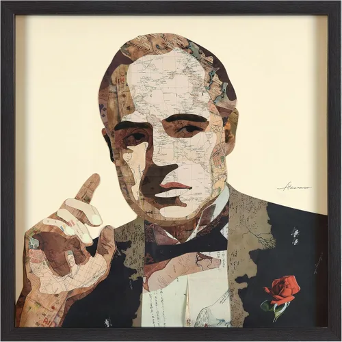 Vista 11 de Empire Art Direct Alex Zeng - Papel gráfico enmarcado con collage dimensional de bulldog francés bajo vidrio, listo para colgar, 17 x 17 pulgadas