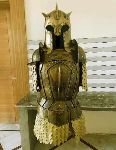 Vista 8 de 15th Century Battle LARP Warrior Kingsguard Traje de armadura de medio cuerpo, medio traje de caballero, maravilloso regalo para amantes de la Edad