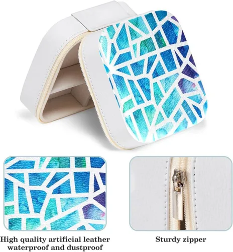 Vista 5 de Mini Travel Portable Jewelry Case for Ring, Pendant, Earring, Necklace Organizer Box, Birthday Gifts Triangle Mosaico