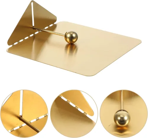 Vista 9 de Hemobllo Gold Stainless Steel Flat Napkin Holder for Tabletop with Weighted Arm, Large Standing Napkin Dispenser for Kitchen, Dining Room